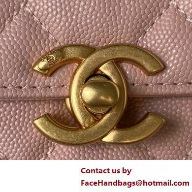 Chanel Grained Calfskin  &  Gold-Tone Metal Small Flap Bag with Top Handle AS4008 Pink 2025